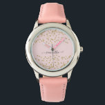Pink and Gold Glitter Watch<br><div class="desc">Designed to coordinate with our Pink and Gold Glitter wedding collection, this cute watch features a gold glitter border on pink background. For more advanced customization of this design, please click the "CUSTOMIZE" button above. Please note, glitter is as printed effect and not physical glitter pieces. Please contact me for...</div>