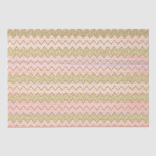 Pink and Gold Glitter Wavy Stripes Tissue Paper