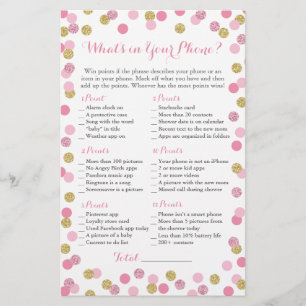 Pink and Gold Glitter What's in Your Phone Game