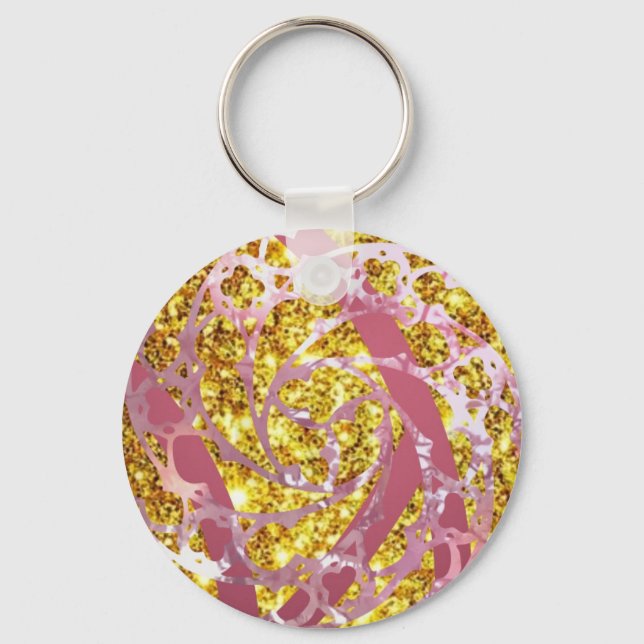 Pink and Gold Glitz Key Ring (Front)
