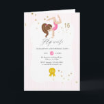 Pink and Gold Gymnastics 16th Birthday Party Invitation<br><div class="desc">Pink and gold glitter gymnastics themed girl's sixteenth birthday party invite with elegant handwriting typography customisable to your event specifics.</div>