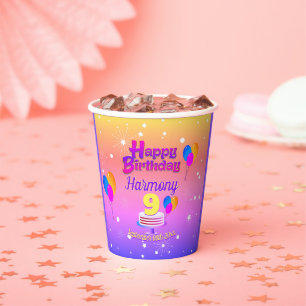 PINK and GOLD Happy Birthday Paper Cups