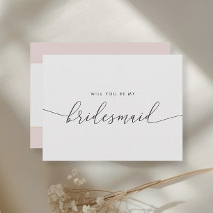 Pink and Gold Heart Bridesmaid Proposal Invitation Postcard