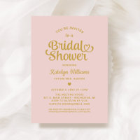 Pink and Gold Heart Script Wedding Bridal Shower