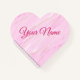 Pink and Gold Heart-Shaped Notebook