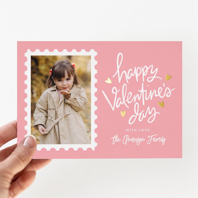 Pink and Gold Hearts Stamp Photo Valentine's Day (Creator Uploaded)