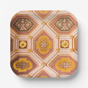 Pink and Gold Hungarian Architecture Paper Plate