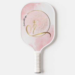 Pink and Gold I Am With You Pickleball Paddle