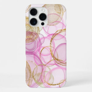 Pink and Gold Ink Circle Pattern  iPhone 16 Pro Max Case