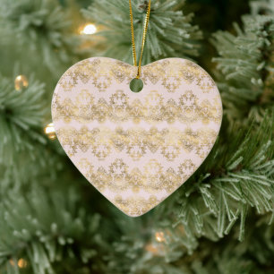 Pink and Gold Lace Ceramic Tree Decoration