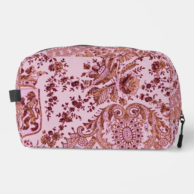 Pink And Gold Lace Dopp Kit (Front)