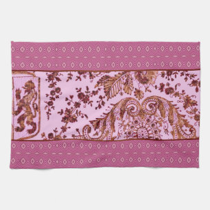 Pink And Gold Lace Tea Towel