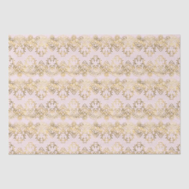 Pink and Gold Lace Tissue Paper (Front)