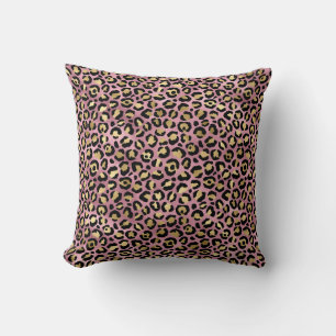 Pink and Gold Leopard Print Cushion