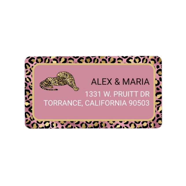 Pink and Gold Leopard Print Label (Front)