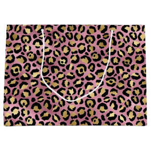 Pink and Gold Leopard Print Large Gift Bag