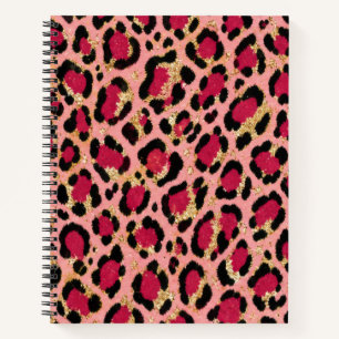 Pink and Gold Leopard Print Notebook