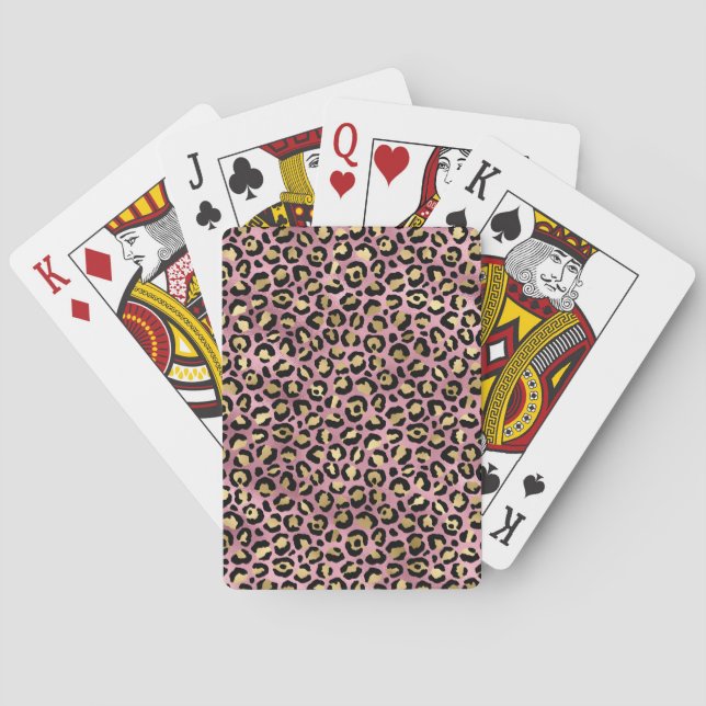 Pink and Gold Leopard Series Design 15 Playing Cards (Back)
