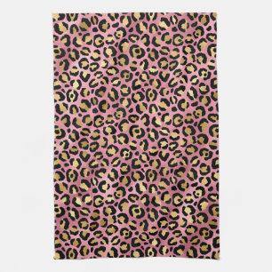 Pink and Gold Leopard Series Design 15 Tea Towel