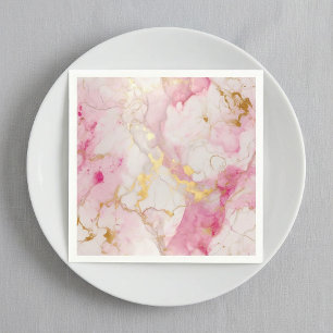 Pink and gold luxury marble effect Napkins