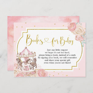 Pink and Gold Magical Carousel Books For Baby Invitation Postcard