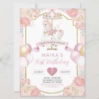 Pink and Gold Magical Girl Carousel Birthday