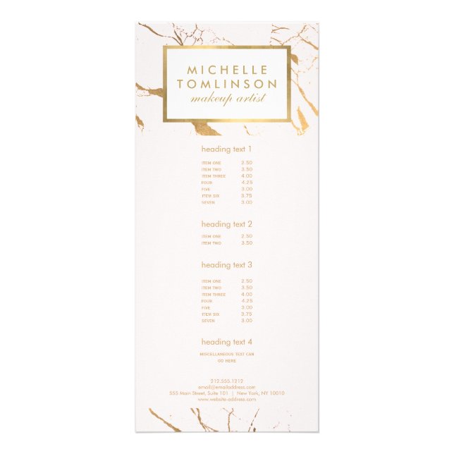 Pink and Gold Marble Designer Rack Card (Front)