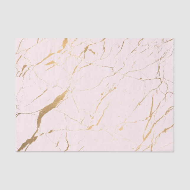 Pink and Gold Marble Designer Tissue Paper (Front)