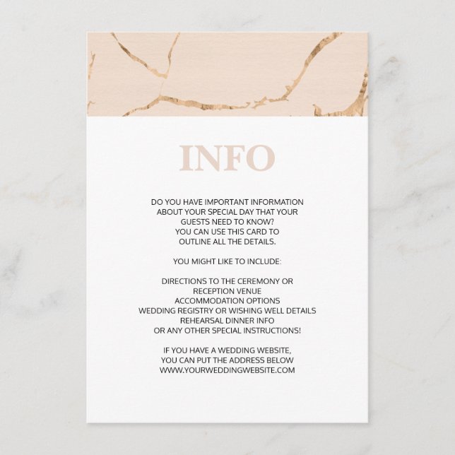 Pink and gold marble effect details/info card (Front)