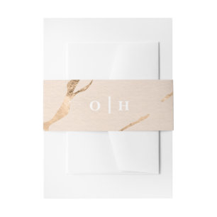 Pink and gold marble effect invitation belly band