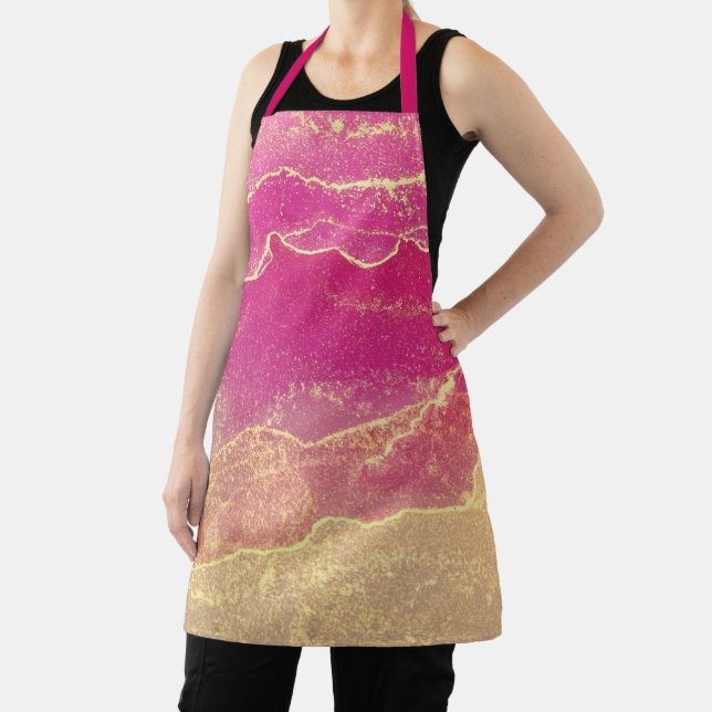 Pink and Gold Marble Elegant Apron (Insitu)