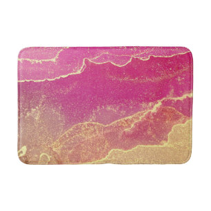 Pink and Gold Marble Elegant Bath Mat