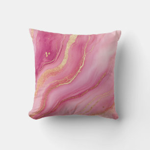 Pink and Gold Marble Elegant Cushion