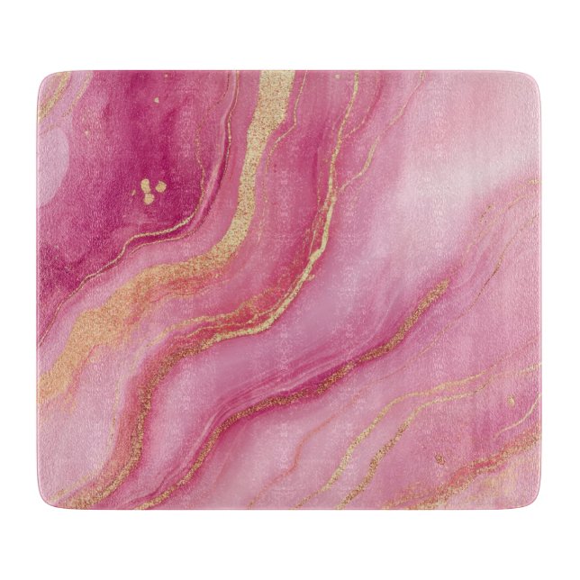 Pink and Gold Marble Elegant Cutting Board (Front)
