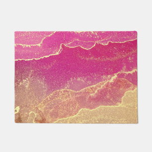 Pink and Gold Marble Elegant Doormat