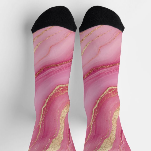Pink and Gold Marble Elegant Socks (Top)