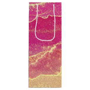Pink and Gold Marble Elegant Wine Gift Bag