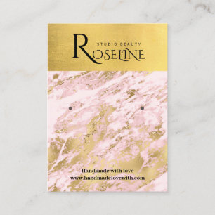 Pink and Gold marble geode jewlery display Business Card