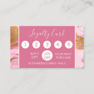 Pink and Gold Marble Girly Loyalty Punch