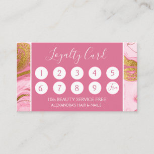 Pink and Gold Marble Girly Loyalty Punch Card