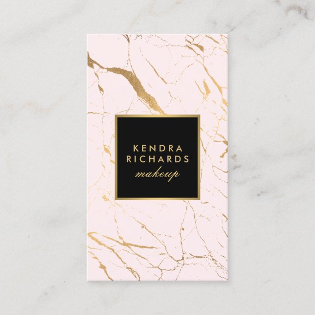 Pink and Gold Marble Makeup Artist Business Card (Front)