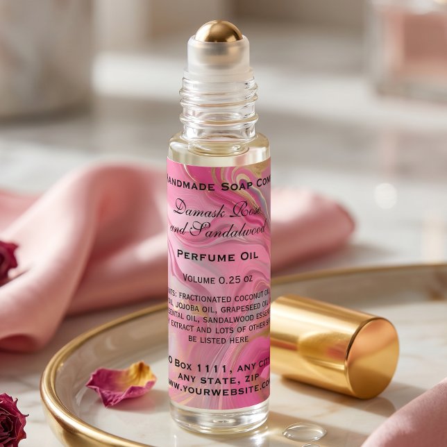 Pink and Gold Marble Perfume Roller Bottle Square Sticker (Creator Uploaded)