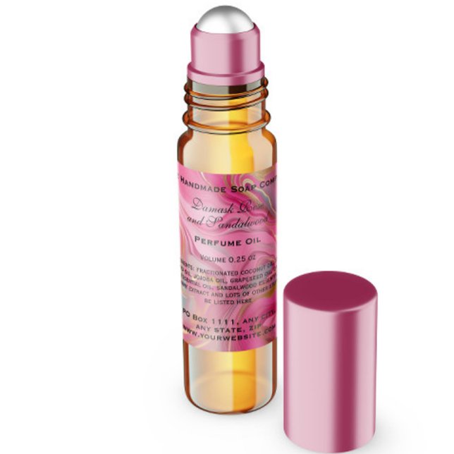 Pink and Gold Marble Perfume Roller Bottle Square Sticker (Creator Uploaded)