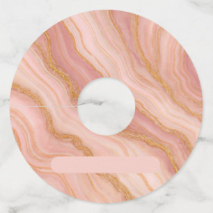 Pink and Gold Marble Print Wine Glass Tags