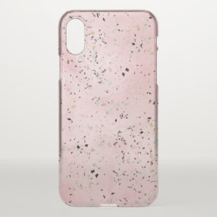 Pink and Gold Marble Terrazzo iPhone X Case