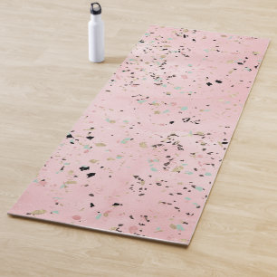 Pink and Gold Marble Terrazzo Yoga Mat