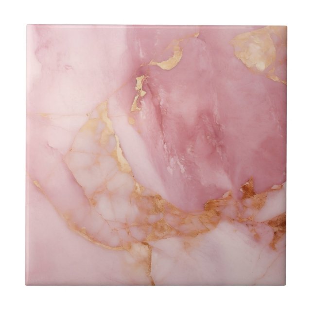 Pink, and Gold Marble  Tile (Front)