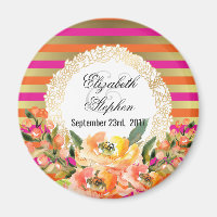 Pink and Gold Metallic Stripes w/ Florals Wedding