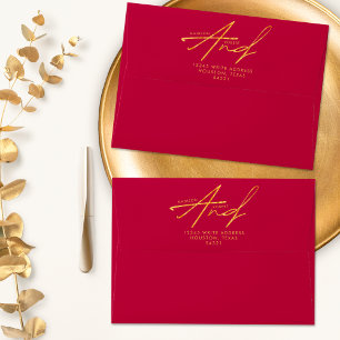 Pink and Gold Modern Classic Typography Wedding Envelope