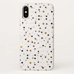 Pink and Gold Modern Confetti Dots Pattern iPhone X Case